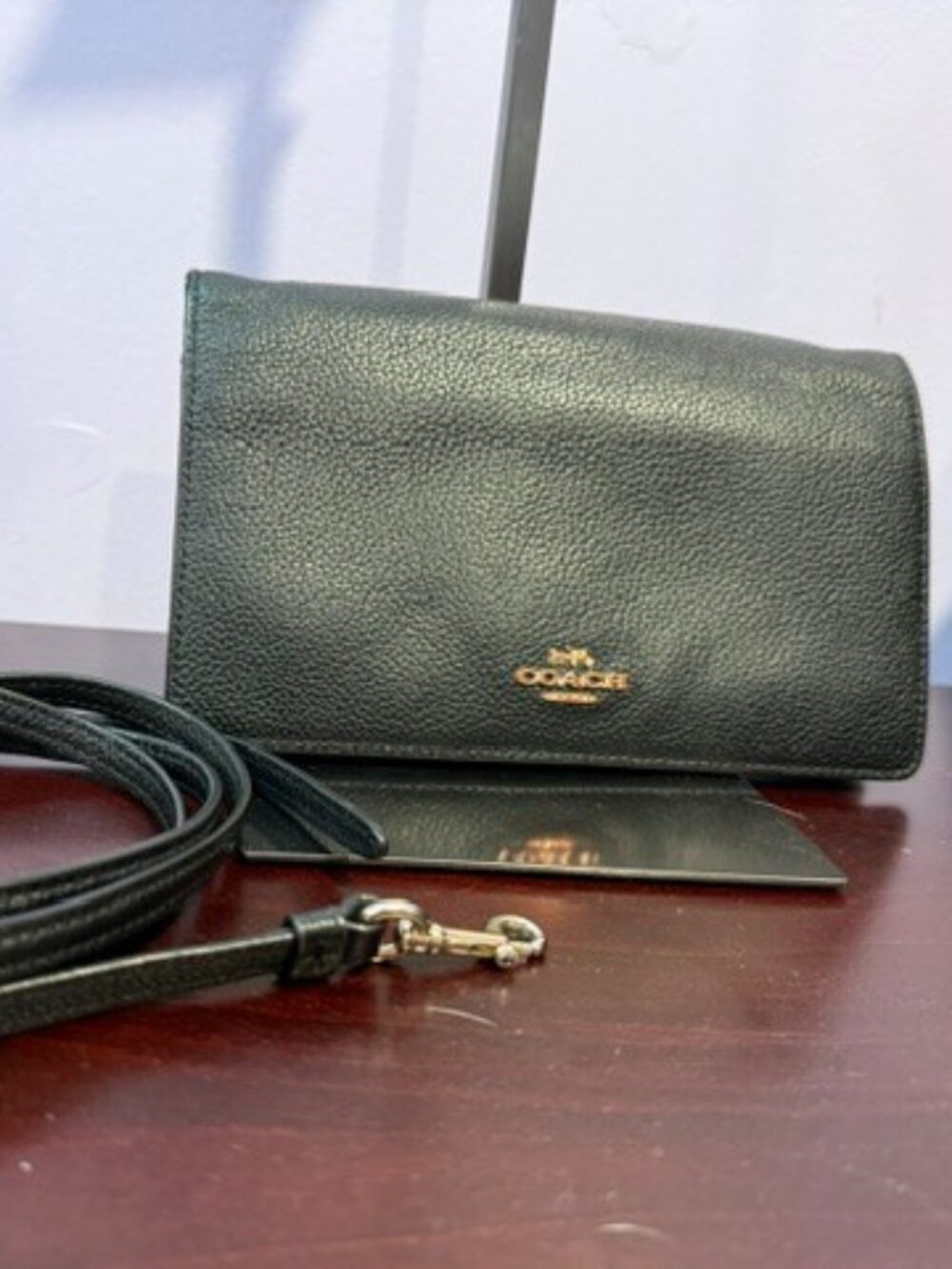 Gently Used Black Coach Hayden Foldover Crossbody Clutch